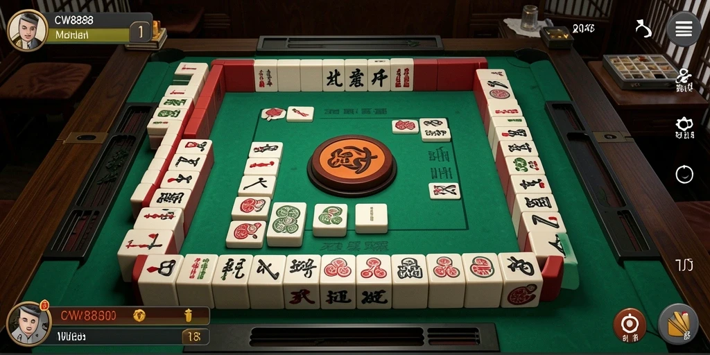 Screenshot gameplay CW8888 yang menunjukkan aksi Mahjong yang seru.