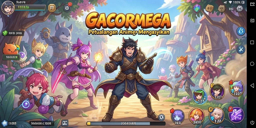 Screenshot gameplay GACORMEGA menampilkan aksi seru di dunia anime.