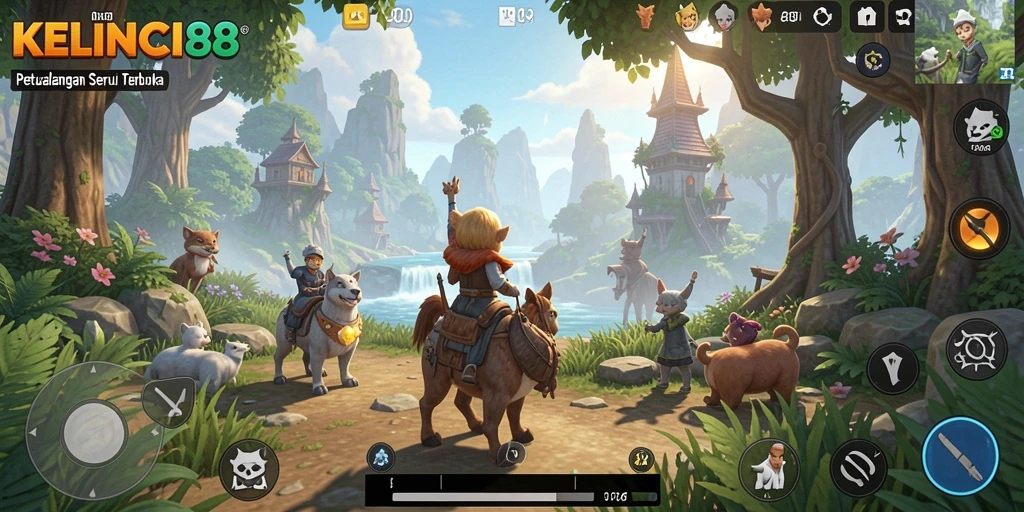 Screenshot gameplay <strong>KELINCI88</strong> menampilkan dunia terbuka yang indah.