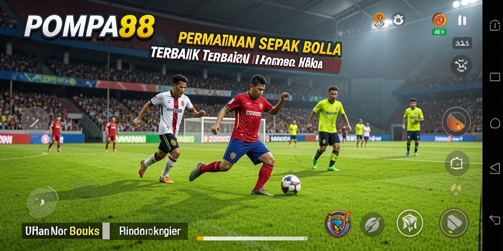 Screenshot POMPA88 menampilkan aksi seru pertandingan sepak bola.