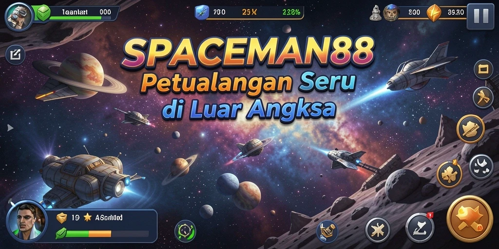 Tangkapan layar dari gameplay menyenangkan SPACEMAN88 di luar angkasa.